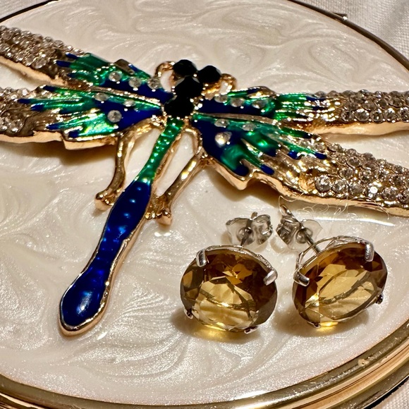 Jewelry - 14k solid white gold with genuine 5.30ct Yellow topaz